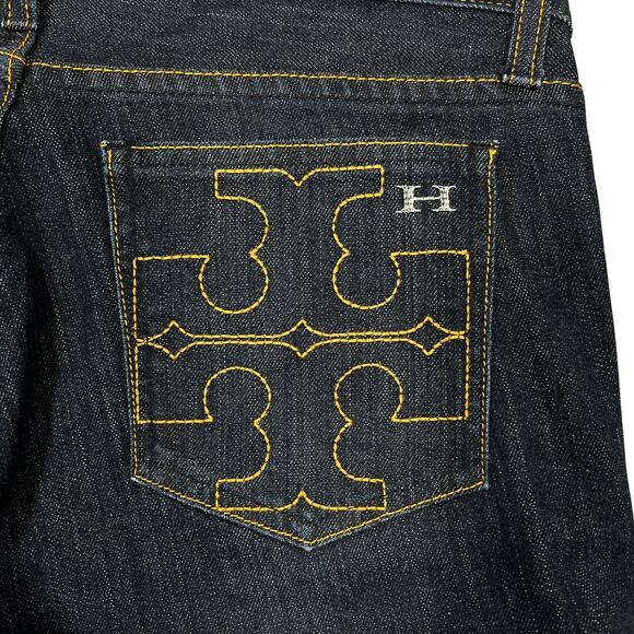 Habitual for Tory Burch TRB Bootcut Jeans 29" Dark Wash Low Rise Y2K Style USA - Picture 4 of 12